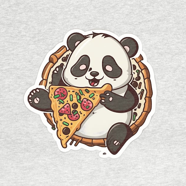 Cute Cartoon Panda Eating Pizza Funny Kawaii by kiddo200